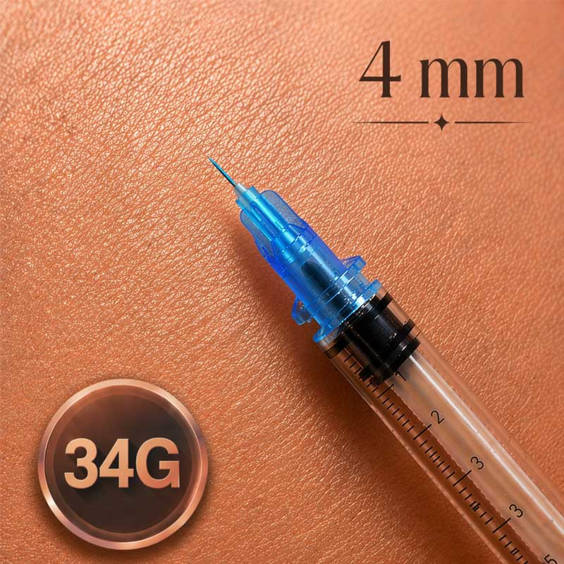 aiguille hypodermique 34G 4mm micro injection superficielle précision