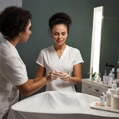 Formation esthétique complète animée par une esthéticienne experte en mésothérapie cosmétique, soins professionnels et peeling, pour maîtriser les actifs et proposer des protocoles sûrs et personnalisés.